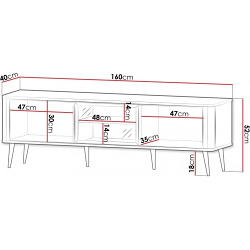 Тумба під телевізор MARLY REG 12 160х52х40 кашемір / сірий Jurek