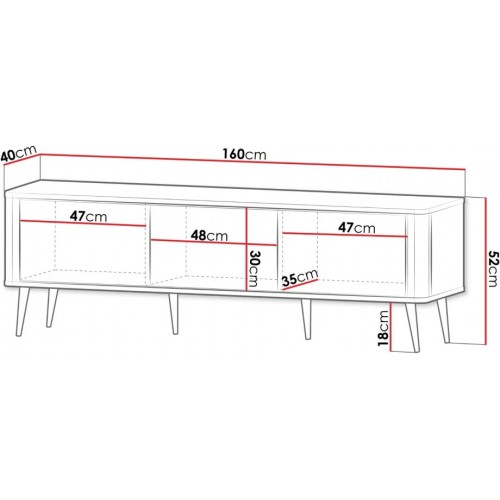 Тумба під телевізор MARLY REG 13 160х52х40 кашемір / сірий Jurek