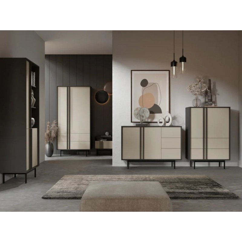 Вітрина ALSY REG 4 83х155х43 антрацит / бежевий Jurek