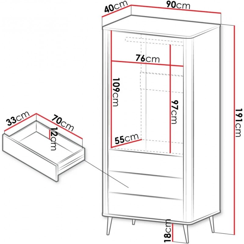 Вітрина MARLY REG 1 90х191х40 кашемір / горіх Jurek