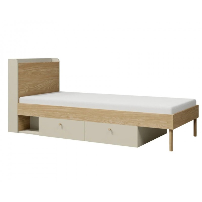 Ліжко односпальне YUKI REG 13 94х93х217 сірий / бежевий / дуб Jurek