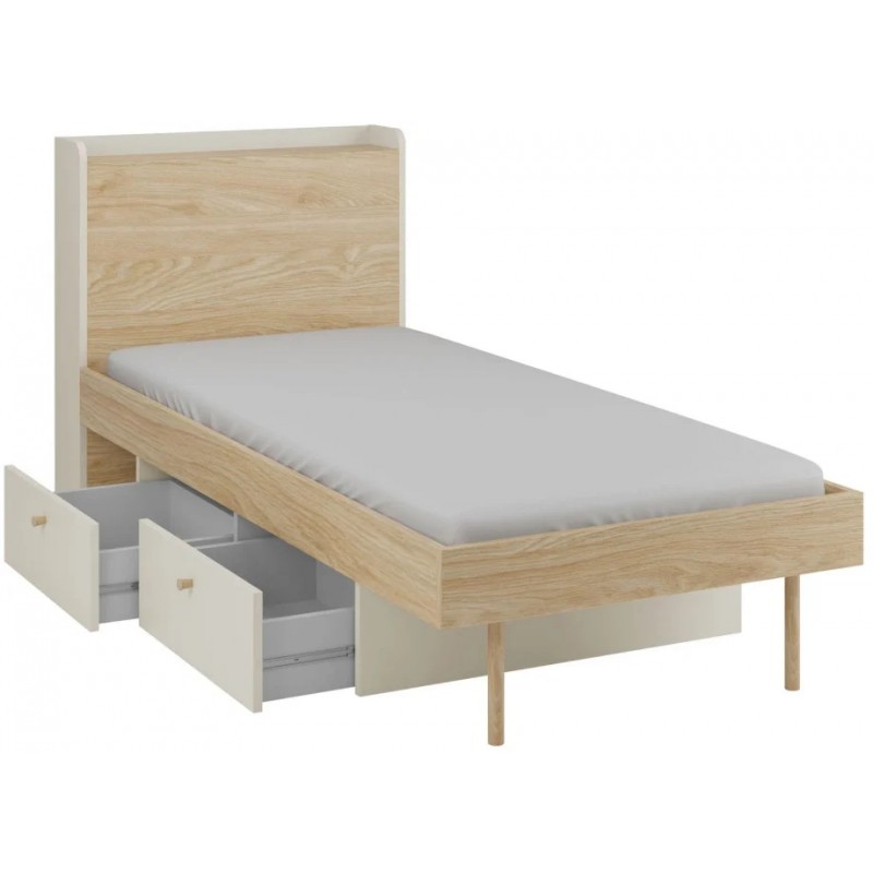 Ліжко односпальне YUKI REG 13 94х93х217 сірий / бежевий / дуб Jurek