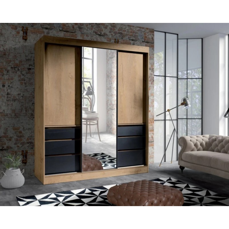 Шафа-купе HAITI 180 180х216х65 дуб / чорний Jurek