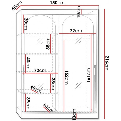 Шафа-купе MODIN 150 150х215х65 білий / золотий Jurek