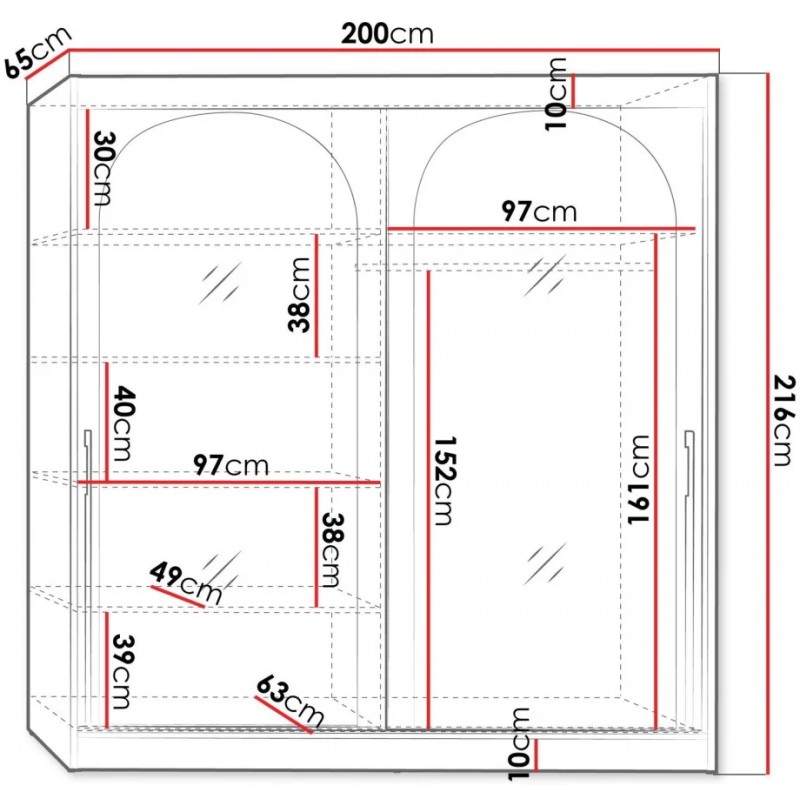 Шафа-купе MODIN 200 200х215х65 білий / чорний Jurek
