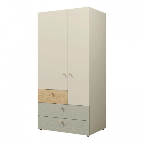 Шафа YUKI REG 2 90х185х60 сірий / бежевий / дуб / евкаліпт Jurek