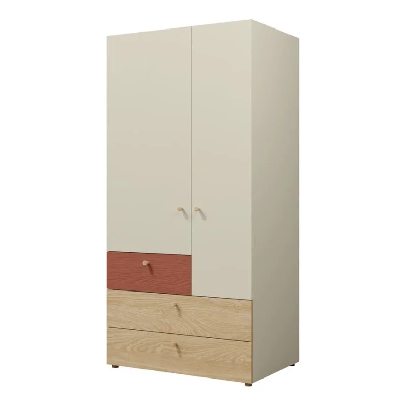 Шафа YUKI REG 2 90х185х60 сірий / бежевий / дуб / коньяк Jurek