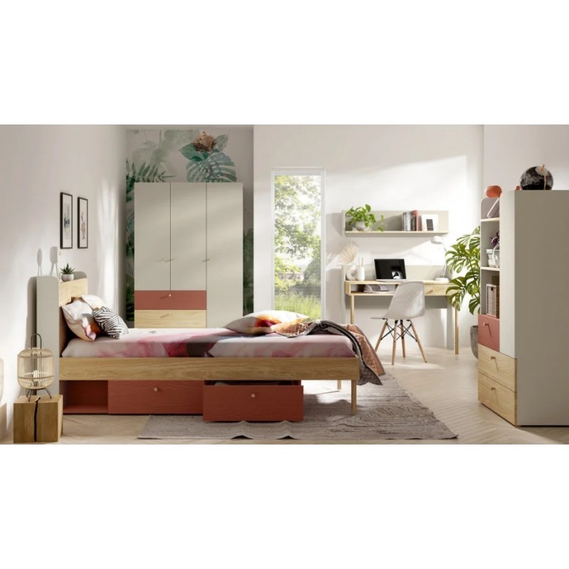 Шафа YUKI REG 2 90х185х60 сірий / бежевий / дуб / коньяк Jurek