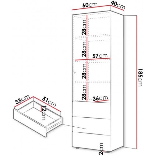 Шафа YUKI REG 4 60х185х40 сірий / бежевий / дуб Jurek