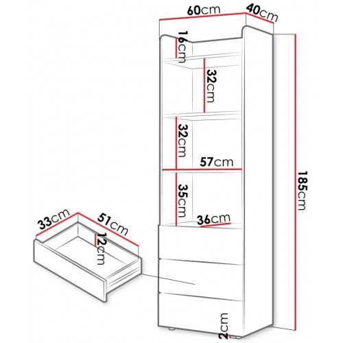 Шафа YUKI REG 5 60х185х40 сірий / бежевий / дуб Jurek