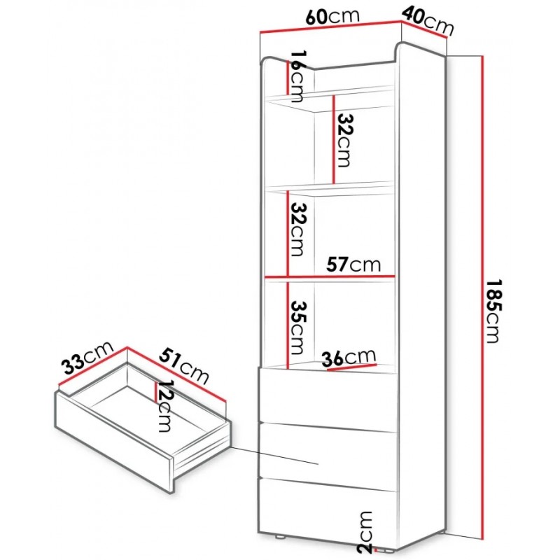 Шафа YUKI REG 5 60х185х40 сірий / бежевий / дуб / коньяк Jurek