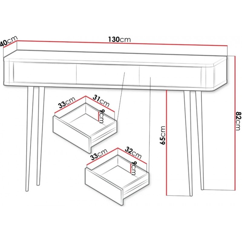 Туалетний столик MARLY REG 15 130х82х40 кашемір / сірий Jurek