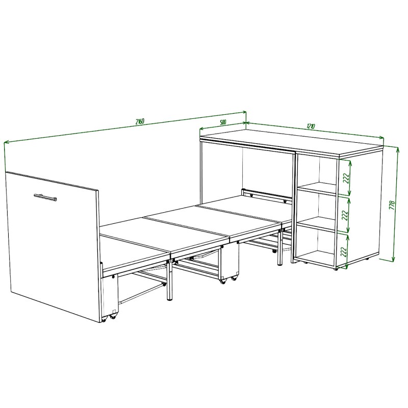 Ліжко-трансформер + Письмовий стіл + Тумба + Комод Sirim-C2 (4 в 1) / (Венге) Knap Knap