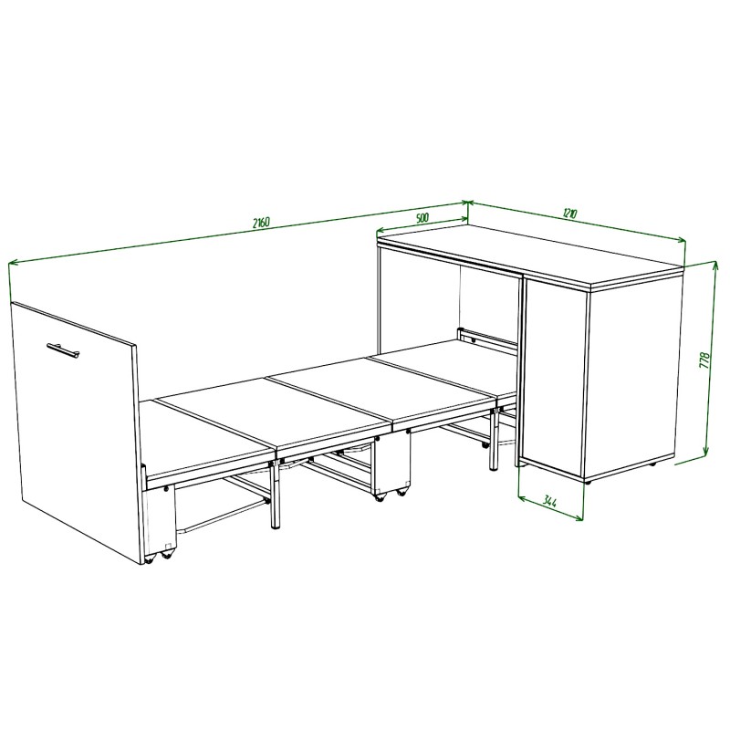 Ліжко-трансформер + Письмовий стіл + Тумба + Комод Sirim-C3 (4 в 1) / (Венге) Knap Knap