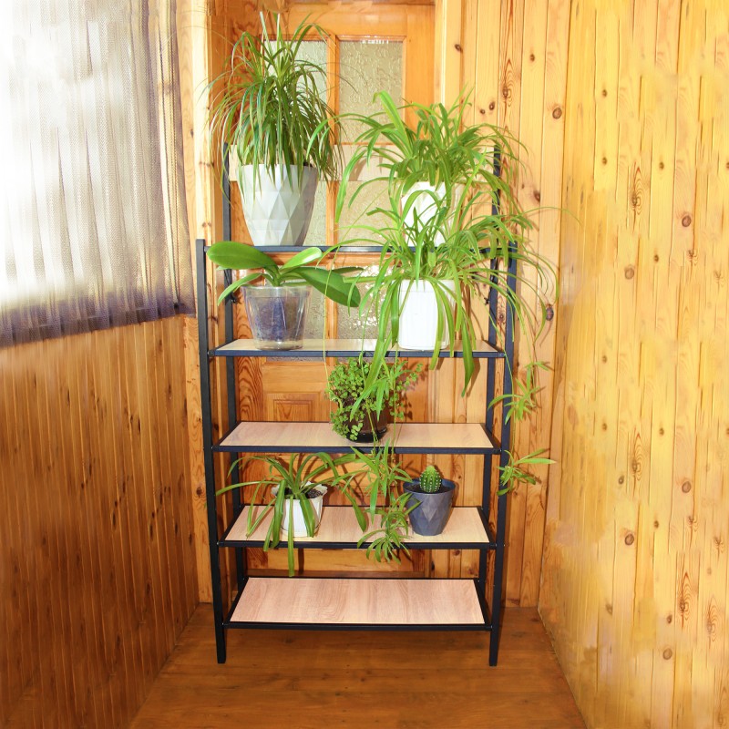 Полиця для взуття / Офісний стелаж / Полиця для квітів Breto-5 (Дуб сонома) Knap Knap