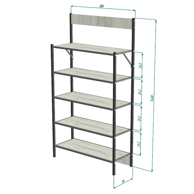 Полиця для взуття / Офісний стелаж / Полиця для квітів Breto-5 (Дуб сонома) Knap Knap
