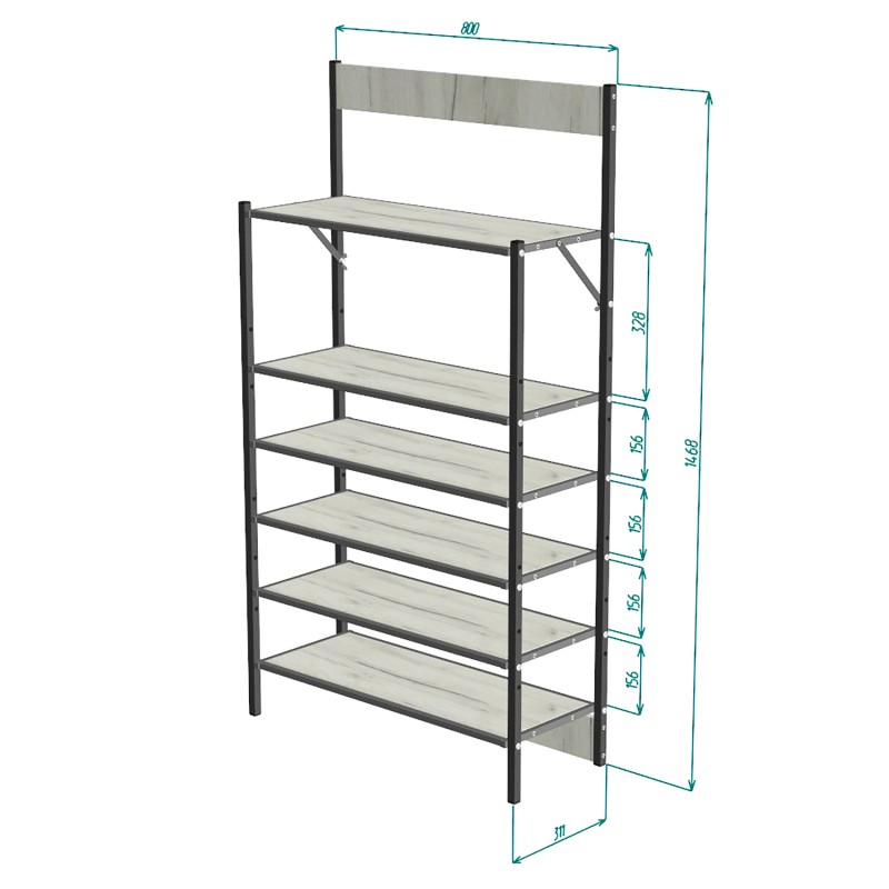 Полиця для взуття / Офісний стелаж / Полиця для квітів Breto-6 (Ательє світлий) Knap Knap