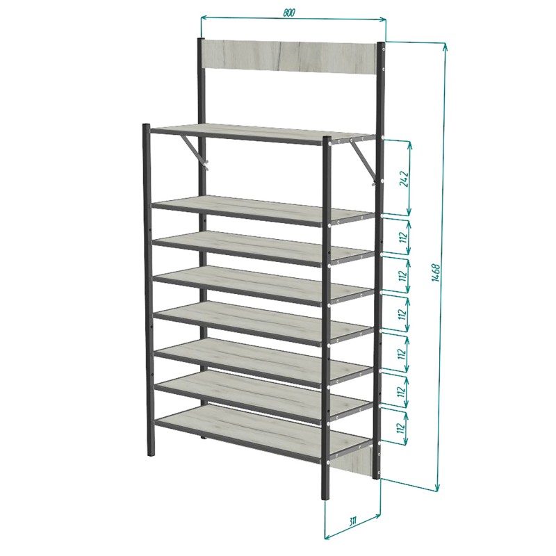 Полиця для взуття / Офісний стелаж / Полиця для квітів Breto-8 (Ательє світлий) Knap Knap