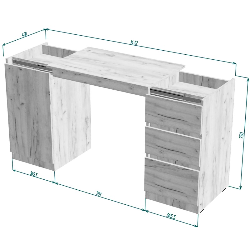 Стіл-комод трансформер розсувний Frenzy (Дуб крафт золотий) 
Knap Knap