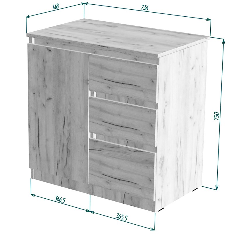 Стіл-комод трансформер розсувний Frenzy (Дуб крафт золотий) 
Knap Knap