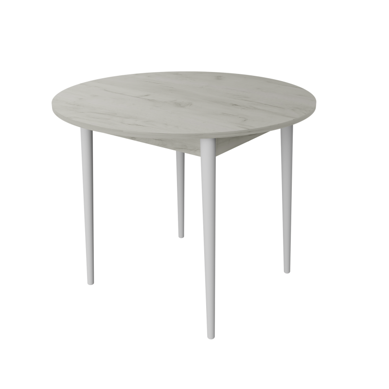 Круглий стіл Неман ДЕРІЛ Дуб крафт білий/Білий