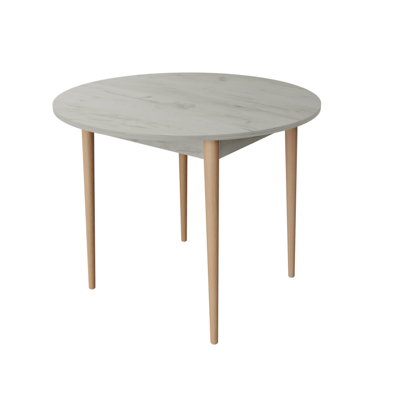 Круглий стіл Неман ДЕРІЛ Дуб крафт білий/Лак