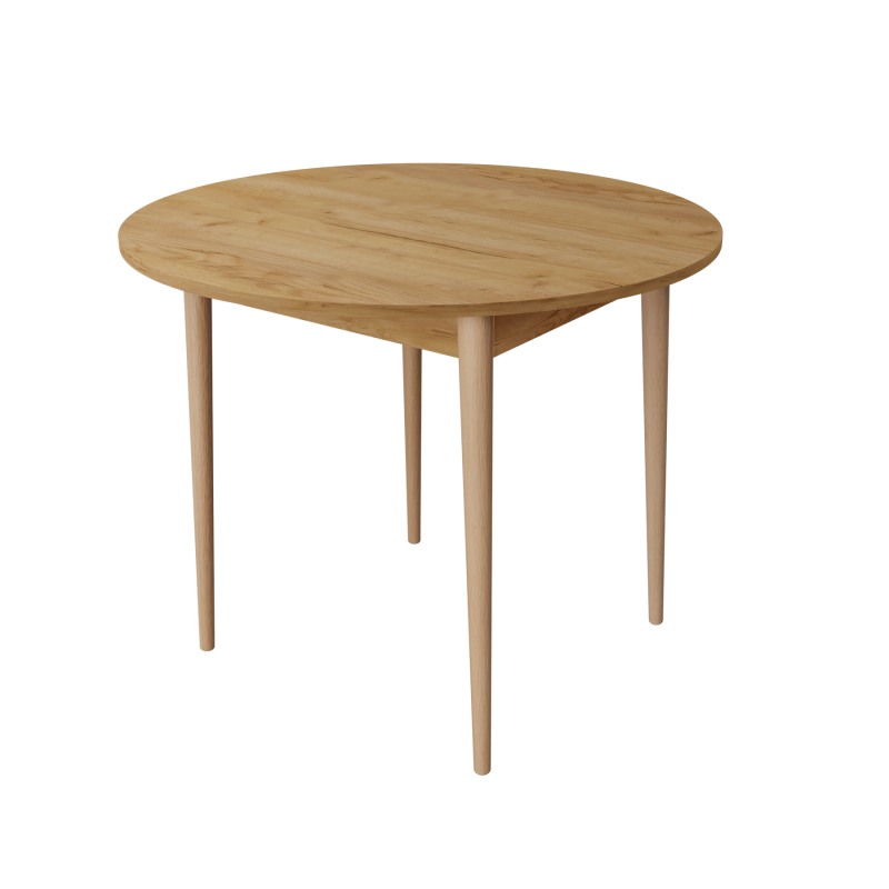 Круглий стіл Неман ДЕРІЛ Дуб крафт золотий/Лак