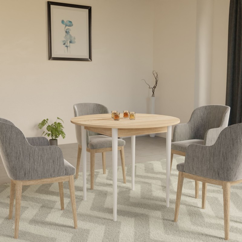 Круглий стіл Неман ДЕРІЛ Дуб сонома/Білий