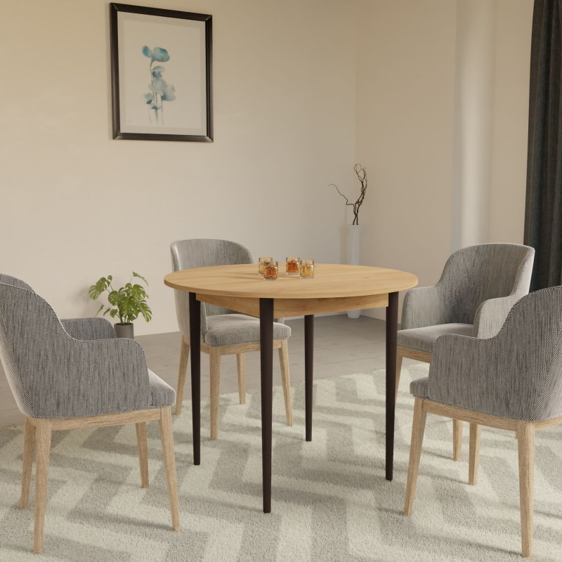 Круглий стіл Неман ДЕРІЛ Дуб сонома/Лак