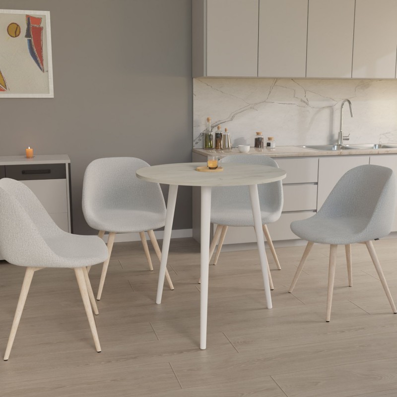 Круглий стіл Неман СЕТ-3 Дуб крафт білий/Білий