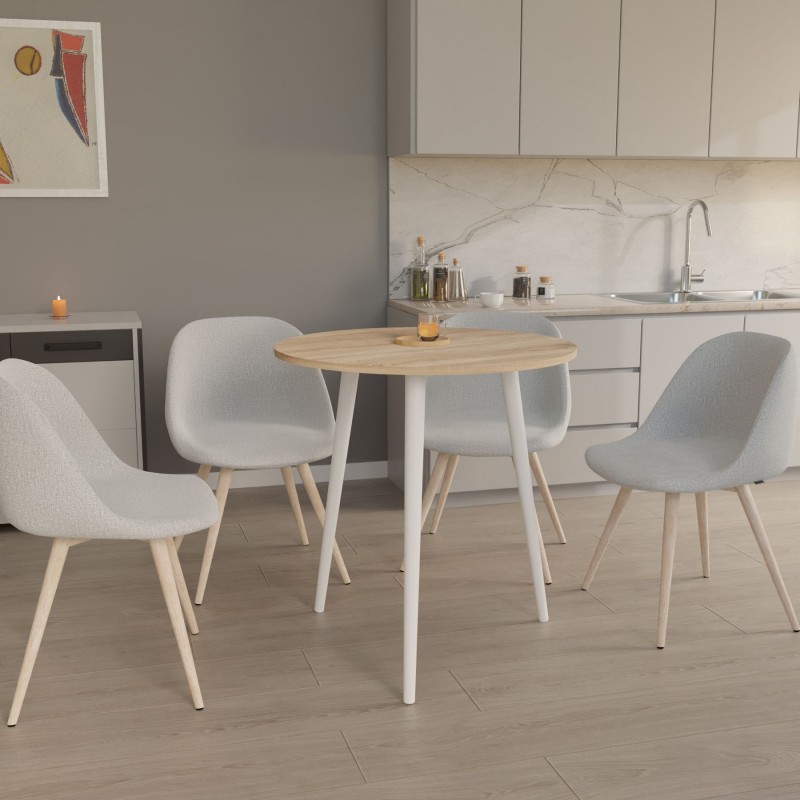 Круглий стіл Неман СЕТ-3 Дуб сонома/Білий