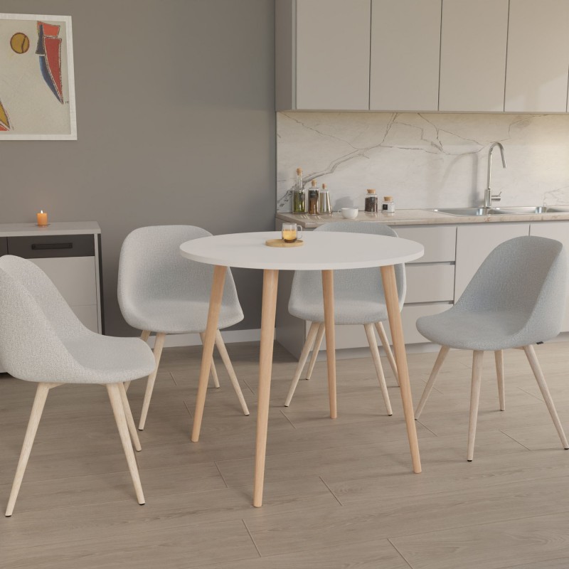 Круглий стіл Неман СЕТ-4 Білий/Лак