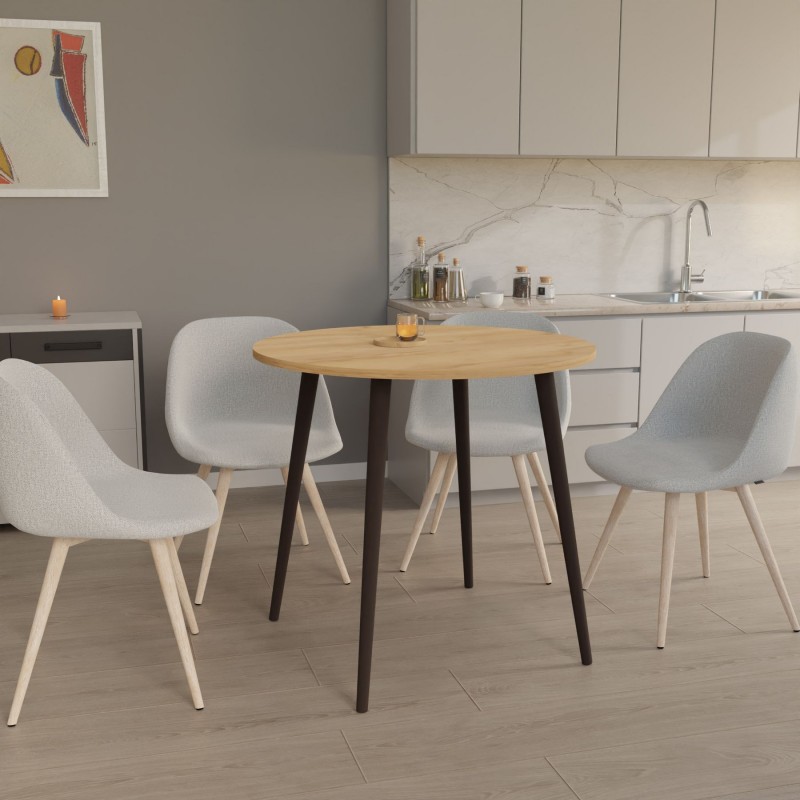 Круглий стіл Неман СЕТ-4 Дуб крафт золотий/Венге