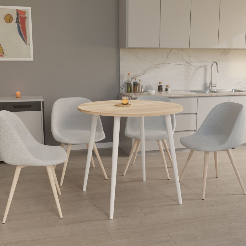 Круглий стіл Неман СЕТ-4 Дуб сонома/Білий