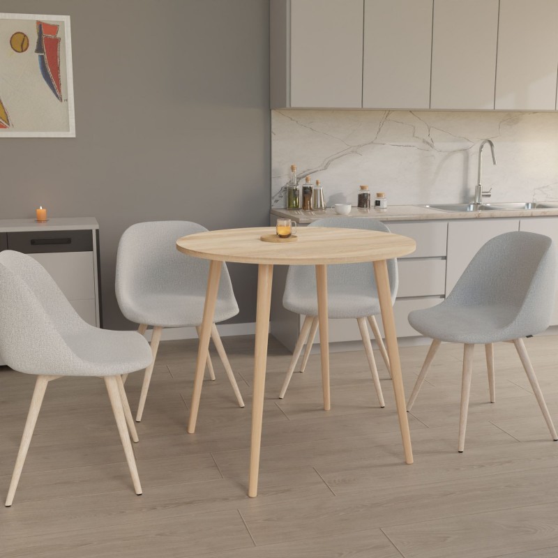 Круглий стіл Неман СЕТ-4 Дуб сонома/Лак