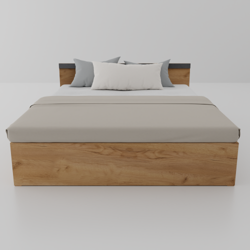 Ліжко двоспальне без вкладу Неман СІМПЛ 160х200 Дуб Крафт золотий