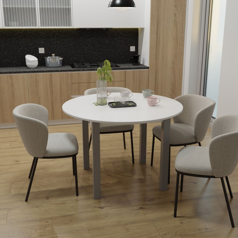 Обідній круглий стіл Неман ЕЛЬ Білий/Сірий