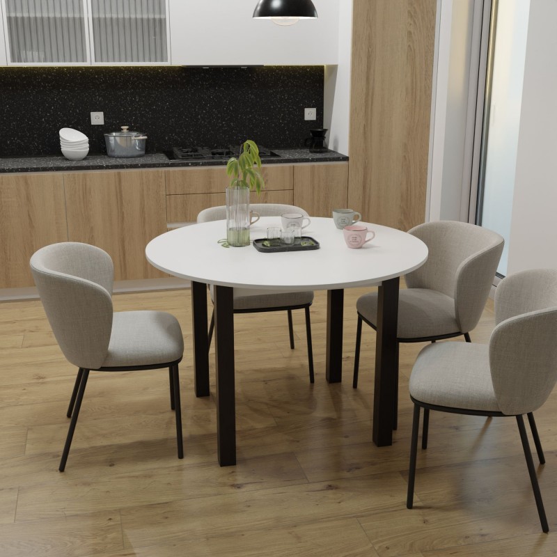 Обідній круглий стіл Неман ЕЛЬ Білий/Венге