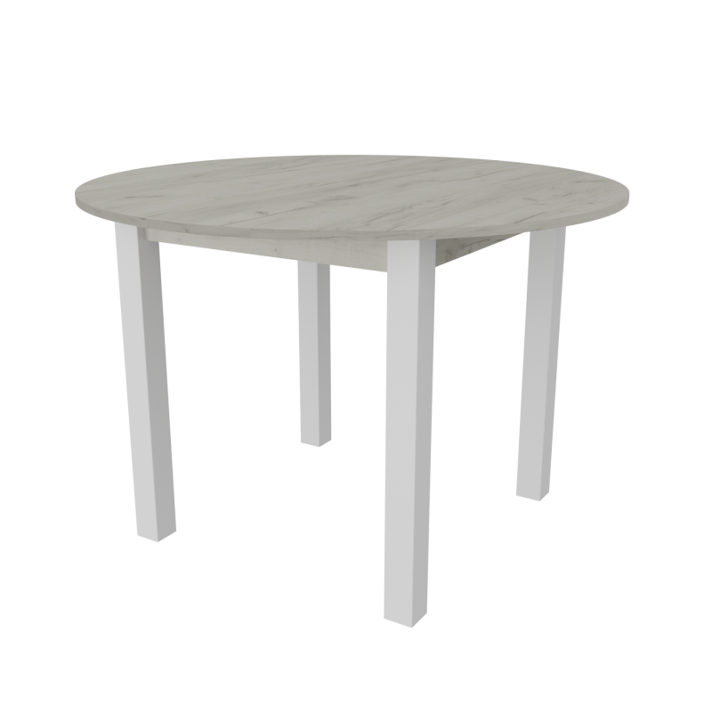 Обідній круглий стіл Неман ЕЛЬ Дуб крафт білий/Білий