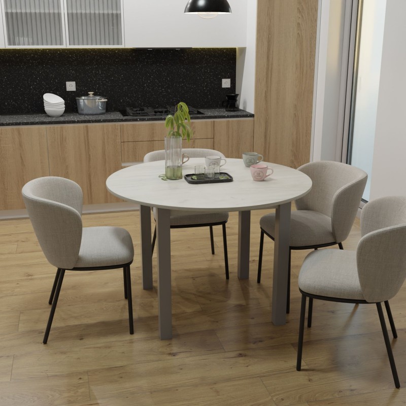 Обідній круглий стіл Неман ЕЛЬ Дуб крафт білий/Сірий