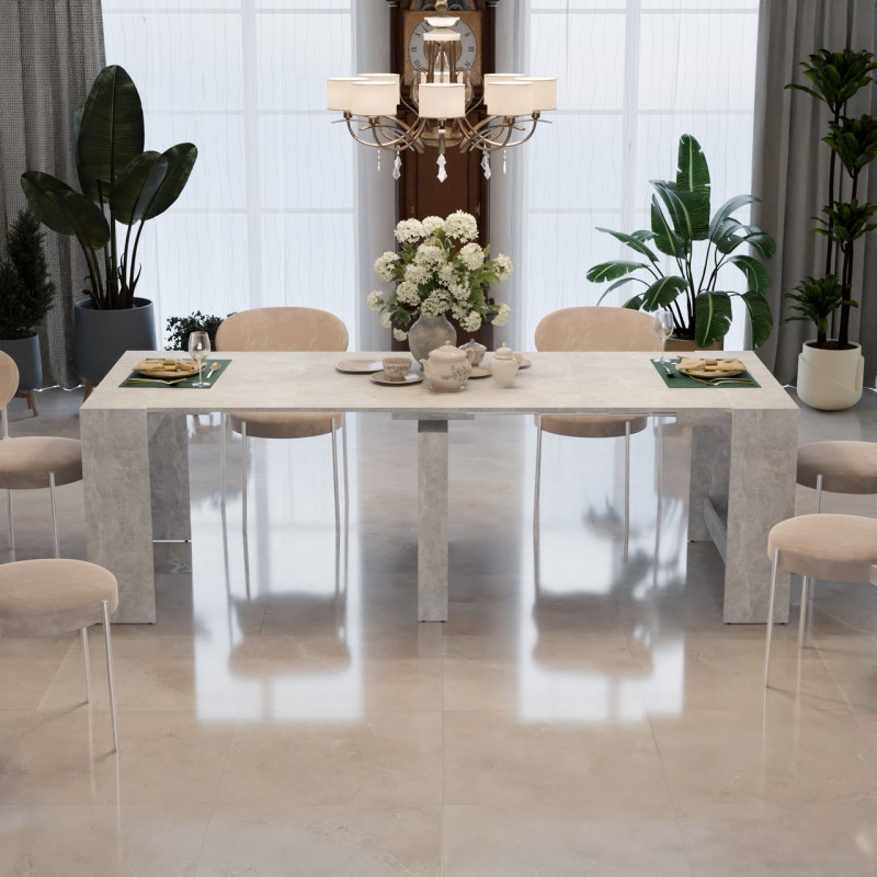 Обідній розсувний стіл для кухні Неман ПІТОН Лайт Бетон