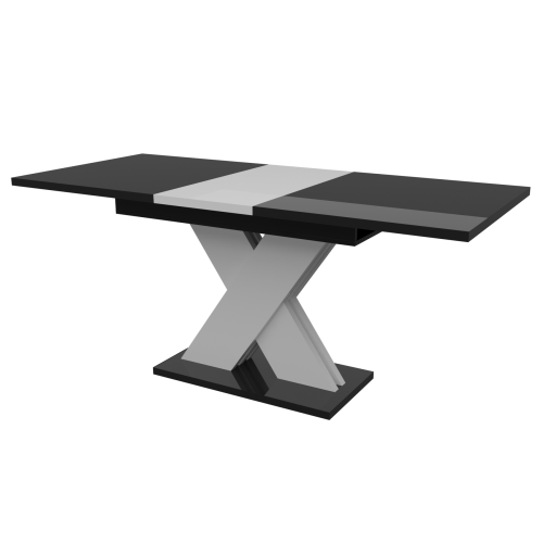 Обідній розсувний стіл Неман ЛАМАР МДФ Чорний/Білий глянець