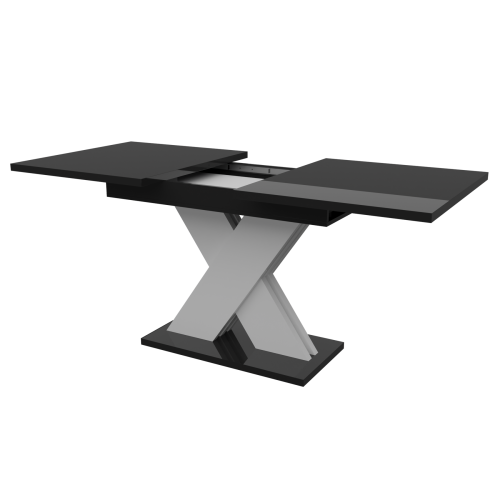 Обідній розсувний стіл Неман ЛАМАР МДФ Чорний/Білий глянець