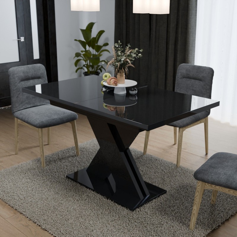 Обідній розсувний стіл Неман ЛАМАР МДФ Чорний глянець