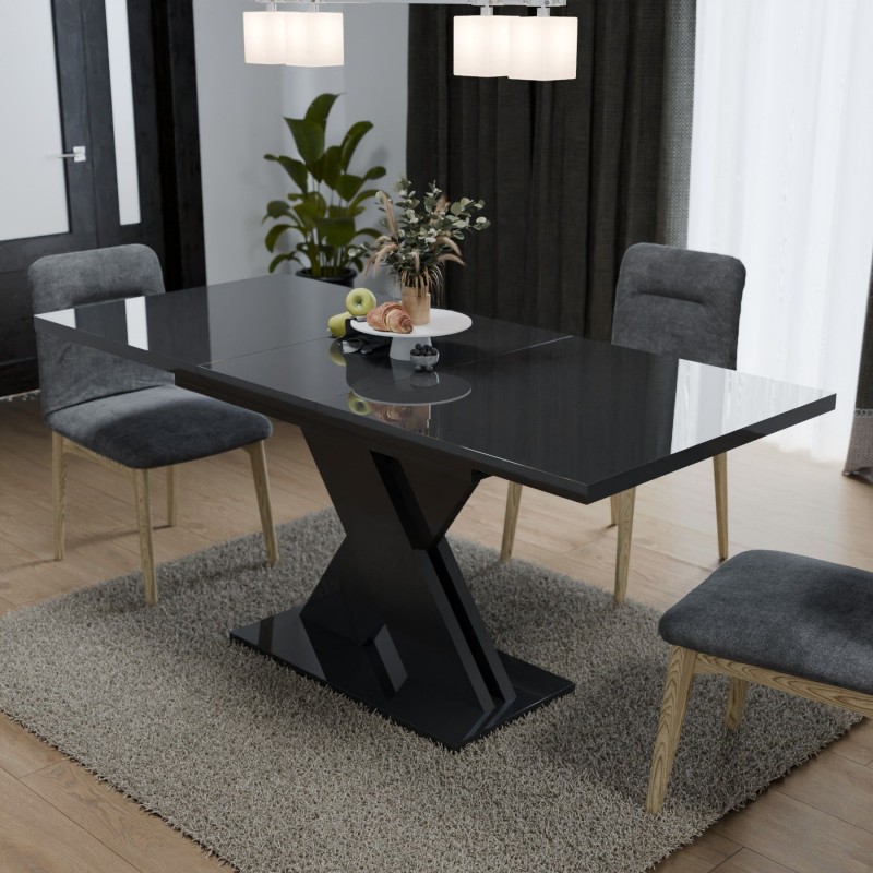 Обідній розсувний стіл Неман ЛАМАР МДФ Чорний глянець