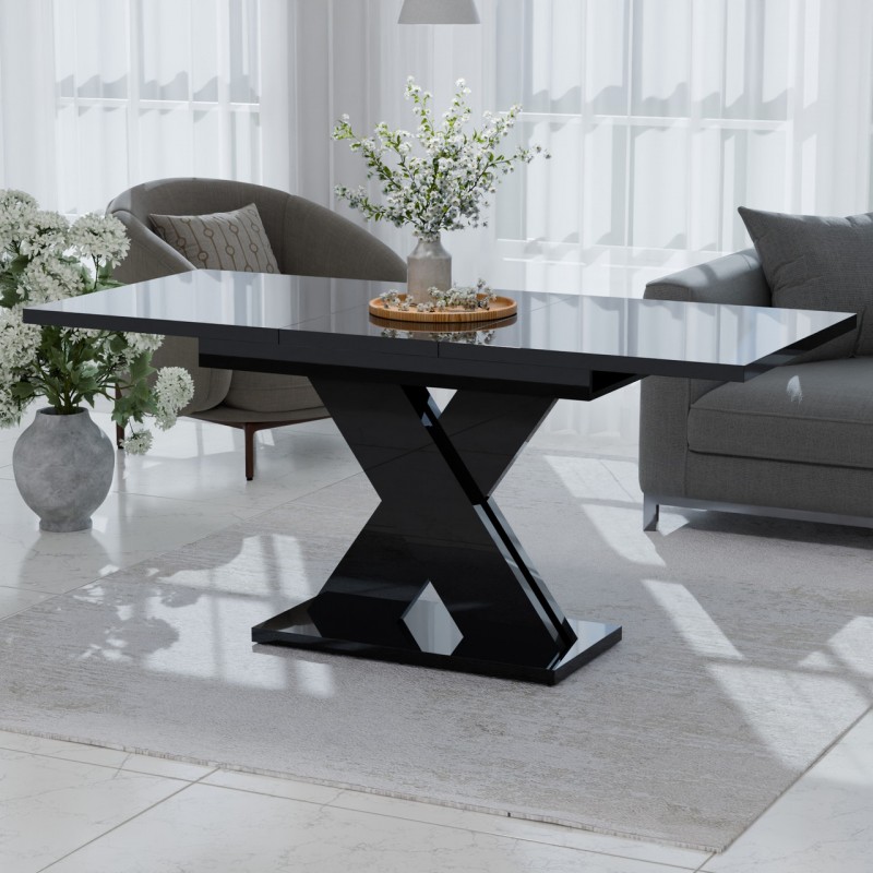 Обідній розсувний стіл Неман ЛАМАР МДФ Чорний глянець