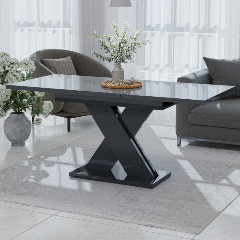 Обідній розсувний стіл Неман ЛАМАР МДФ Сірий глянець