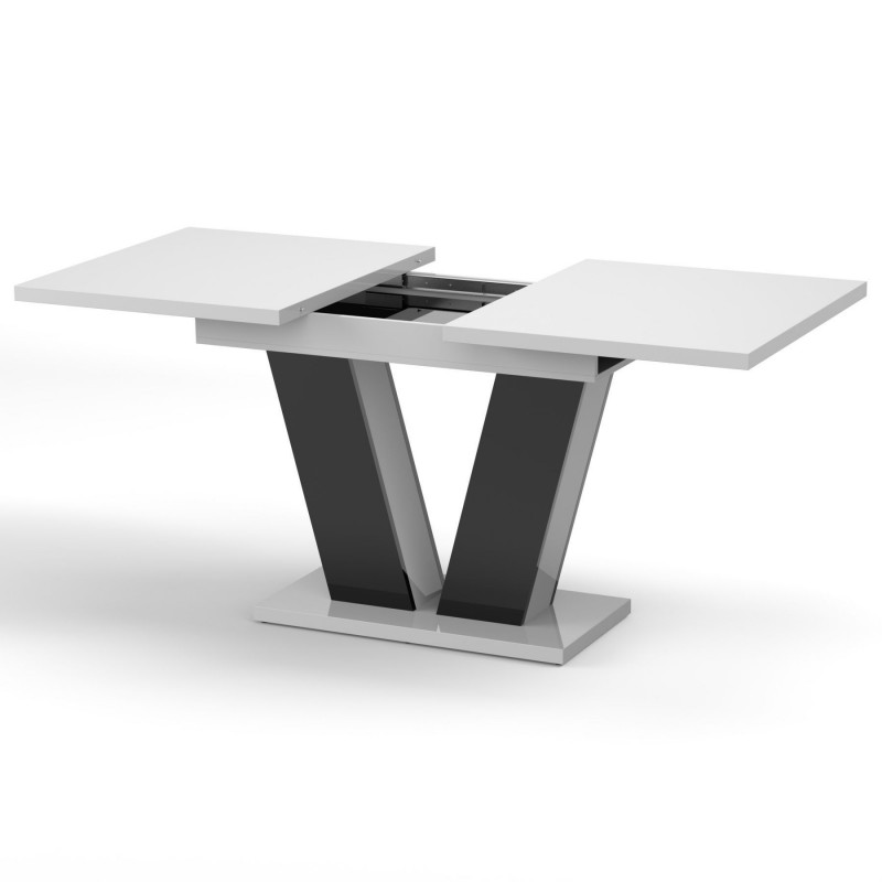 Обідній розсувний стіл Неман РОЙ МДФ Білий/Чорний глянець