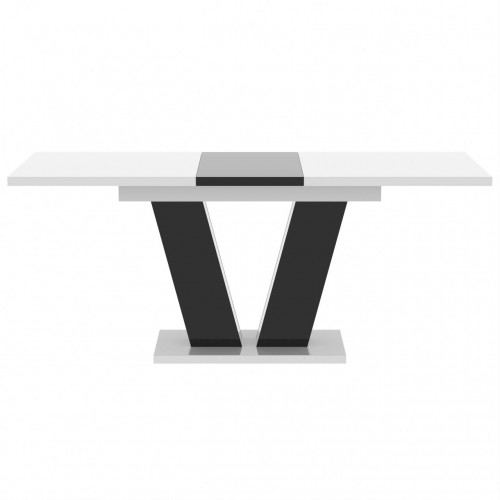 Обідній розсувний стіл Неман РОЙ МДФ Білий/Чорний глянець