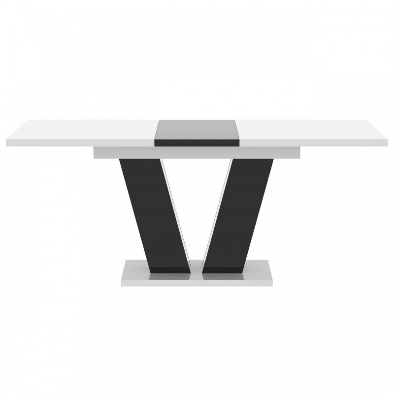 Обідній розсувний стіл Неман РОЙ МДФ Білий/Чорний глянець